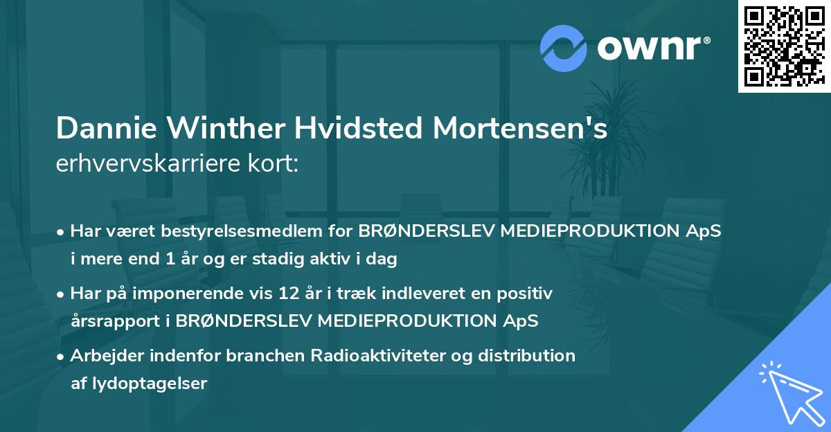 Dannie Winther Hvidsted Mortensen's erhvervskarriere kort