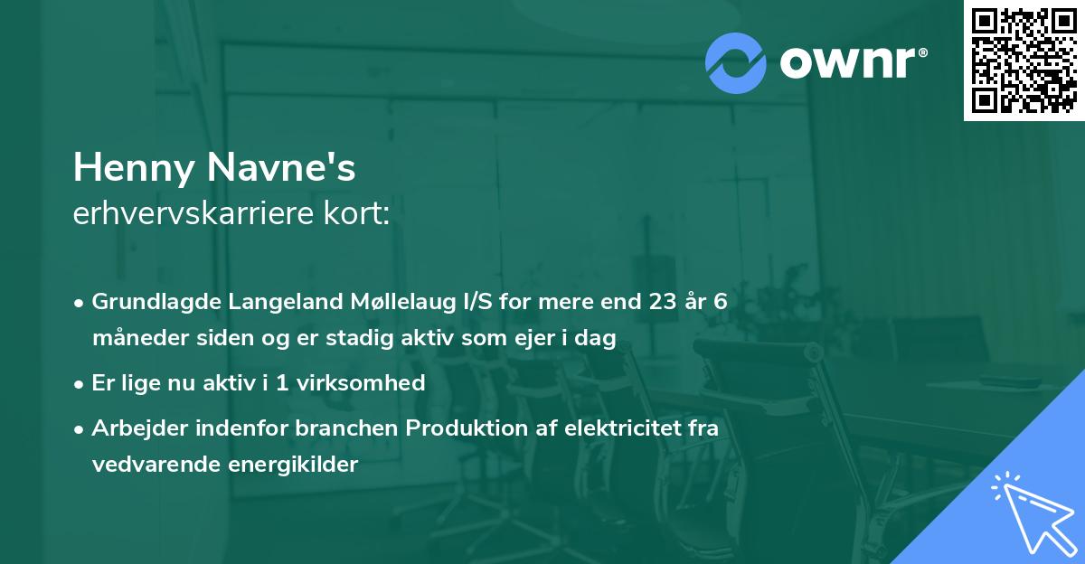 Henny Navne's erhvervskarriere kort