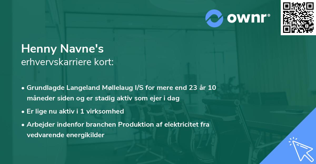 Henny Navne's erhvervskarriere kort