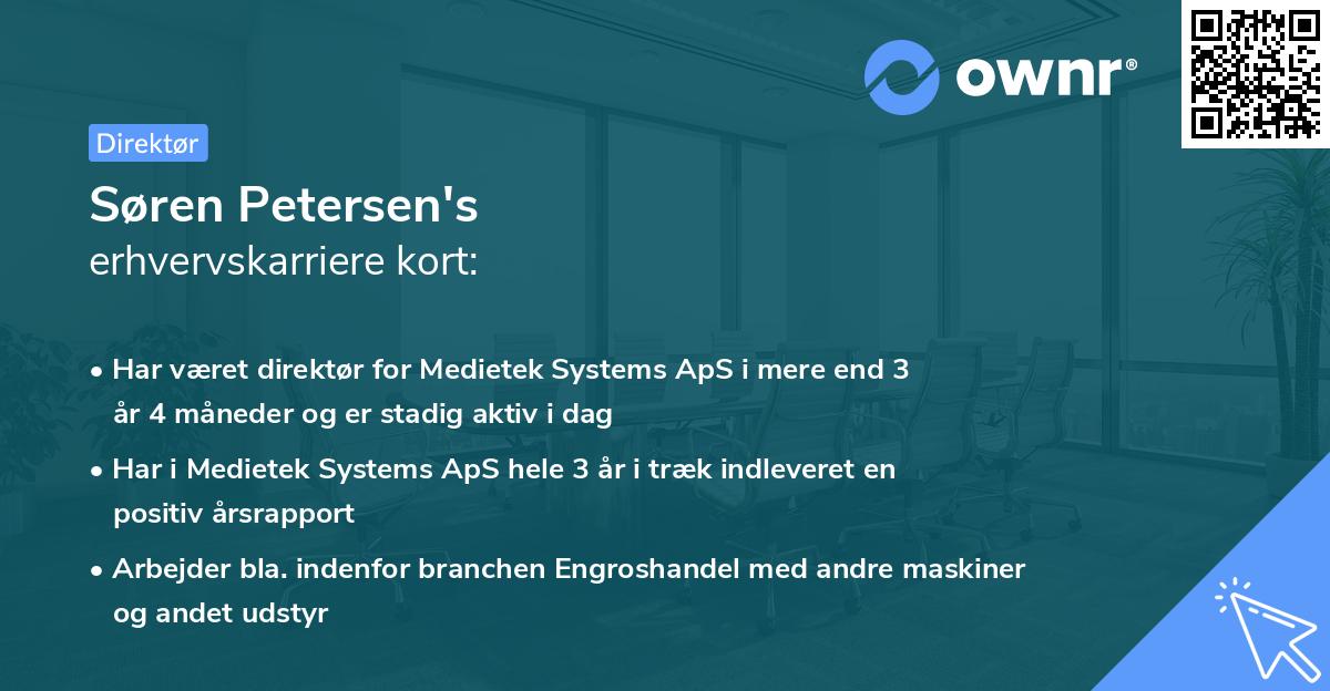 Søren Petersen's erhvervskarriere kort