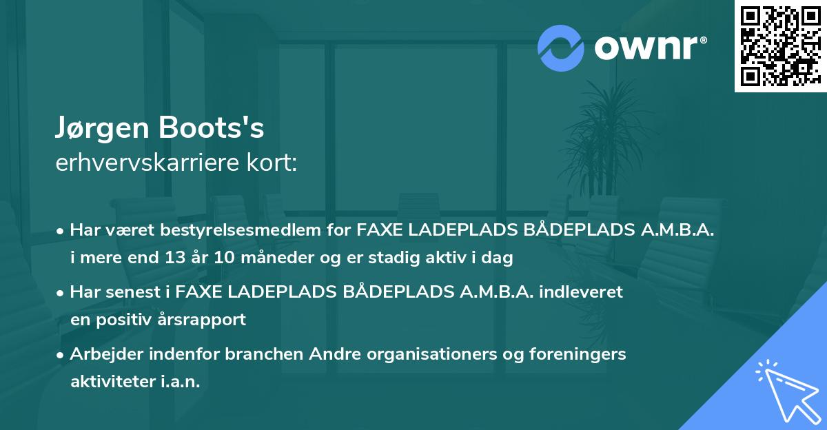 Jørgen Boots's erhvervskarriere kort