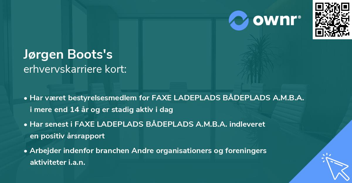 Jørgen Boots's erhvervskarriere kort