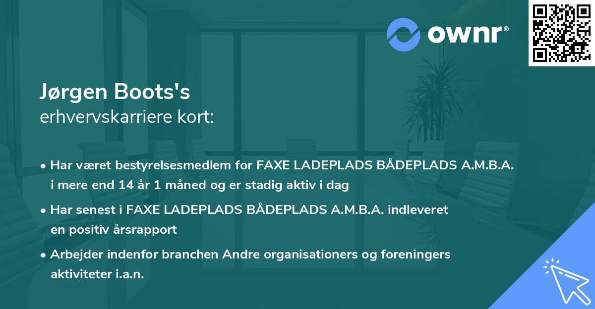 Jørgen Boots's erhvervskarriere kort