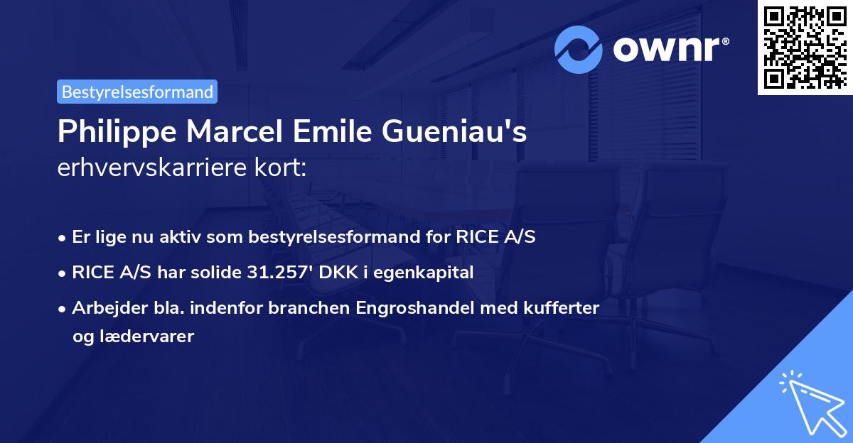Philippe Marcel Emile Gueniau's erhvervskarriere kort
