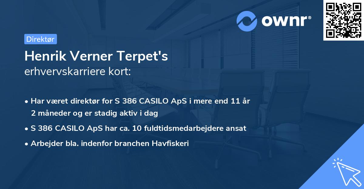 Henrik Verner Terpet's erhvervskarriere kort
