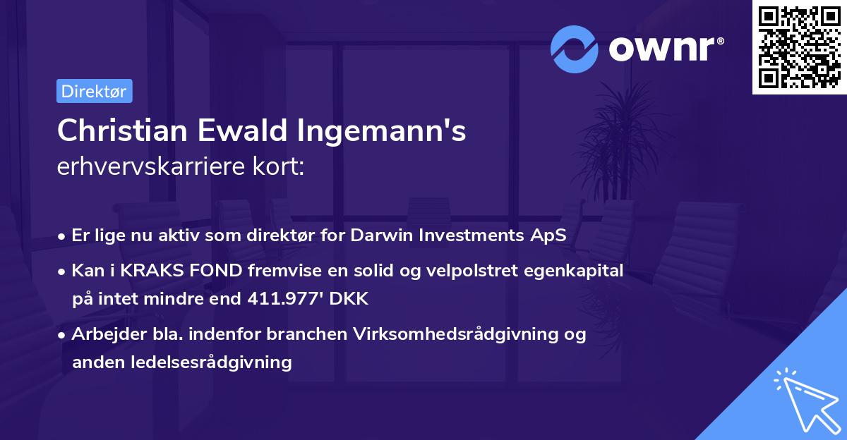 Christian Ewald Ingemann's erhvervskarriere kort
