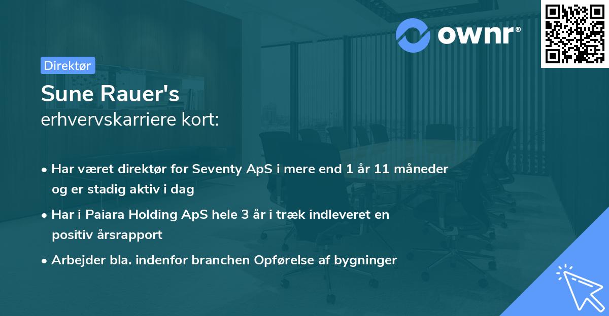 Sune Rauer's erhvervskarriere kort