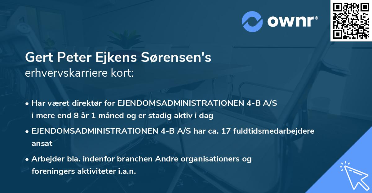 Gert Peter Ejkens Sørensen's erhvervskarriere kort