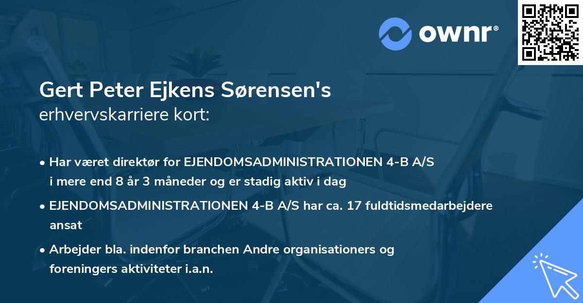 Gert Peter Ejkens Sørensen's erhvervskarriere kort