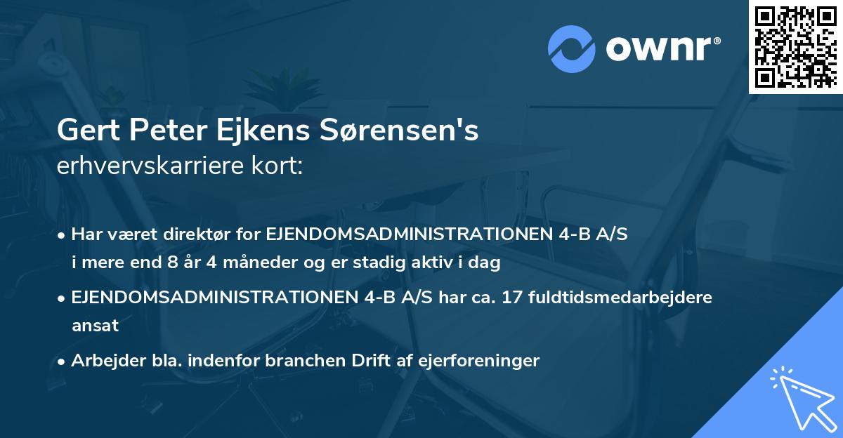 Gert Peter Ejkens Sørensen's erhvervskarriere kort