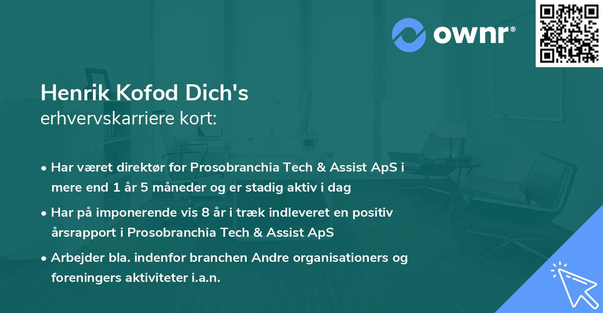 Henrik Kofod Dich's erhvervskarriere kort