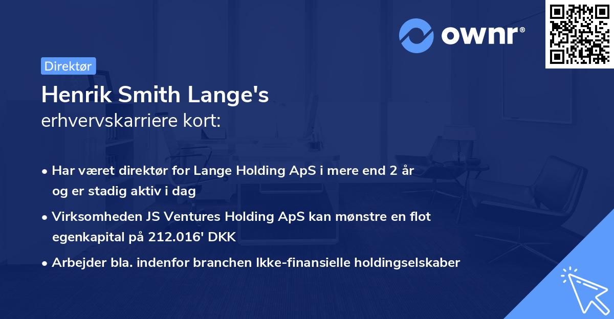 Henrik Smith Lange's erhvervskarriere kort