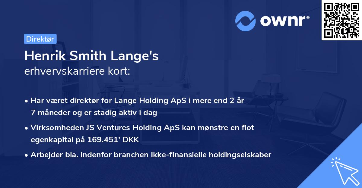 Henrik Smith Lange's erhvervskarriere kort