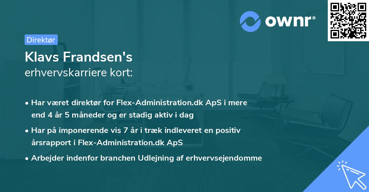 Klavs Frandsen's erhvervskarriere kort