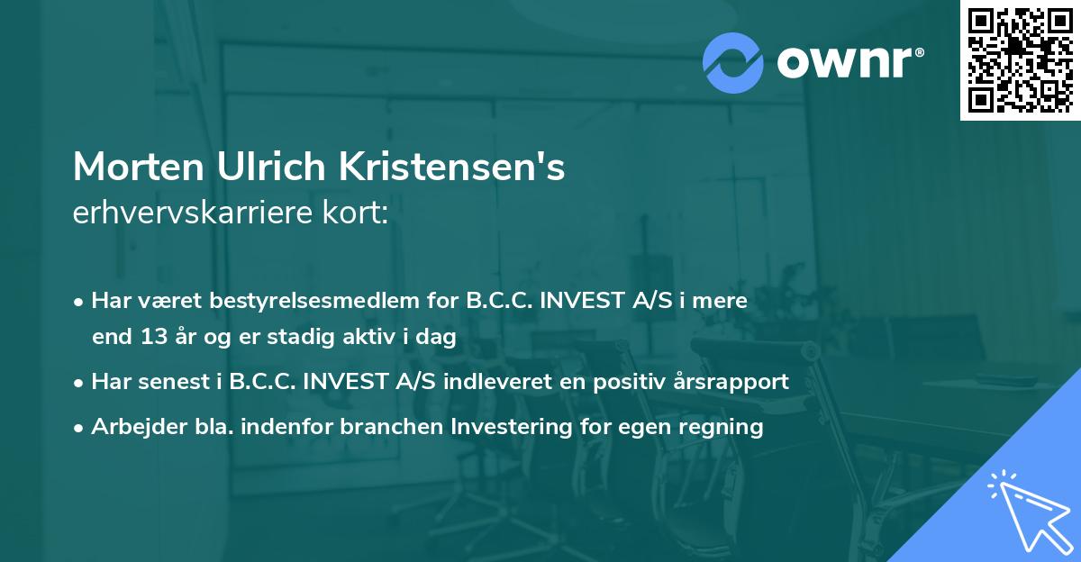 Morten Ulrich Kristensen's erhvervskarriere kort