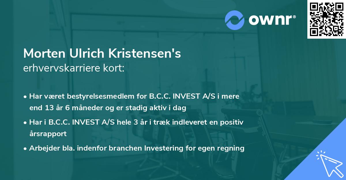 Morten Ulrich Kristensen's erhvervskarriere kort
