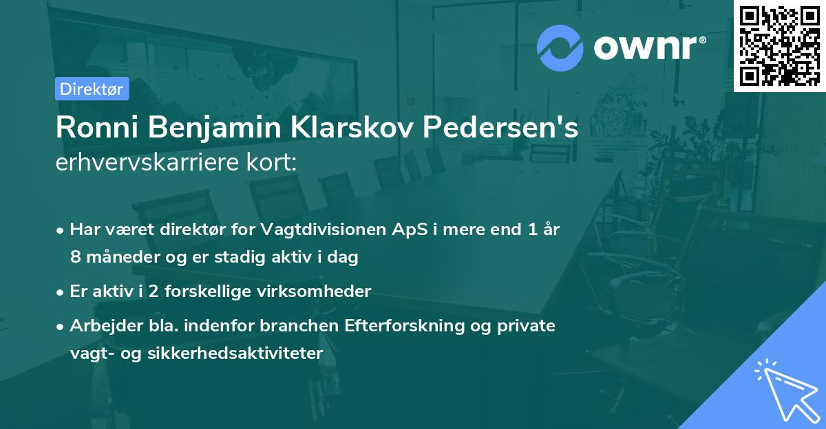 Ronni Benjamin Klarskov Pedersen's erhvervskarriere kort