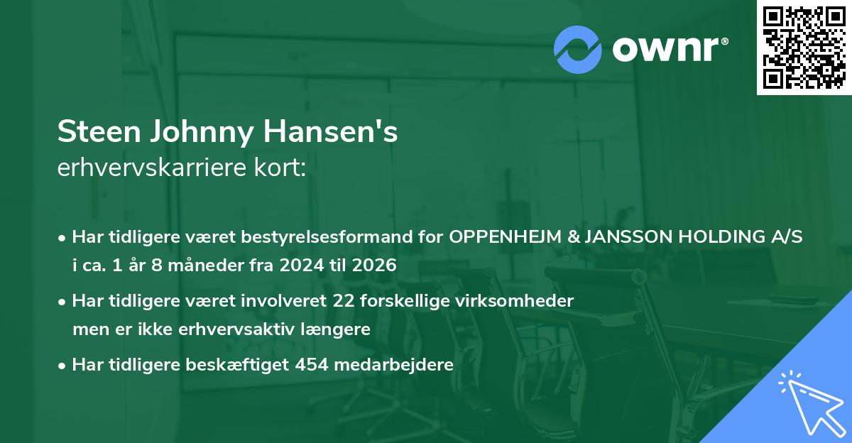 Steen Johnny Hansen's erhvervskarriere kort