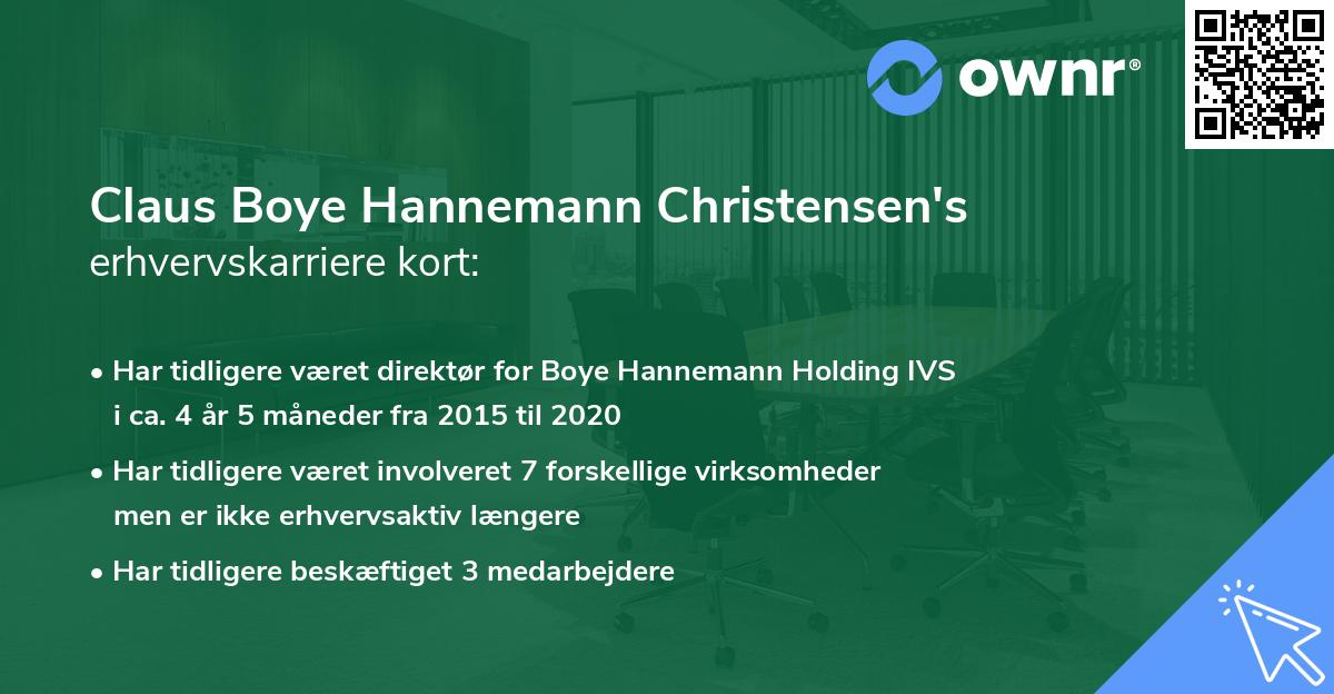 Claus Boye Hannemann Christensen's erhvervskarriere kort