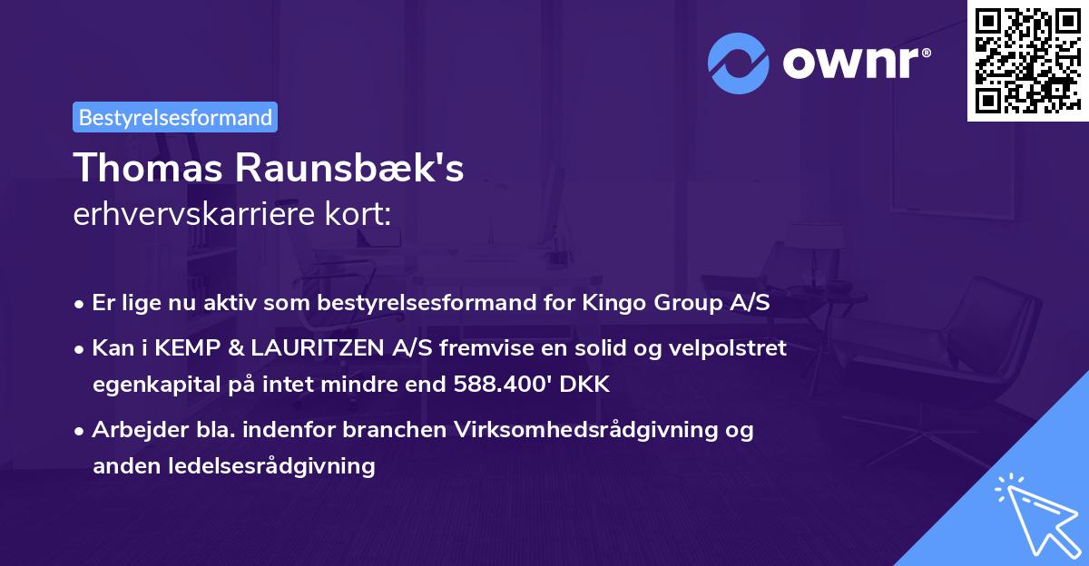 Thomas Raunsbæk's erhvervskarriere kort