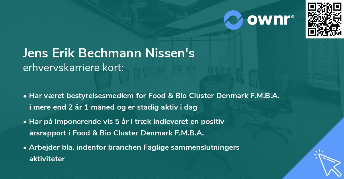 Jens Erik Bechmann Nissen's erhvervskarriere kort