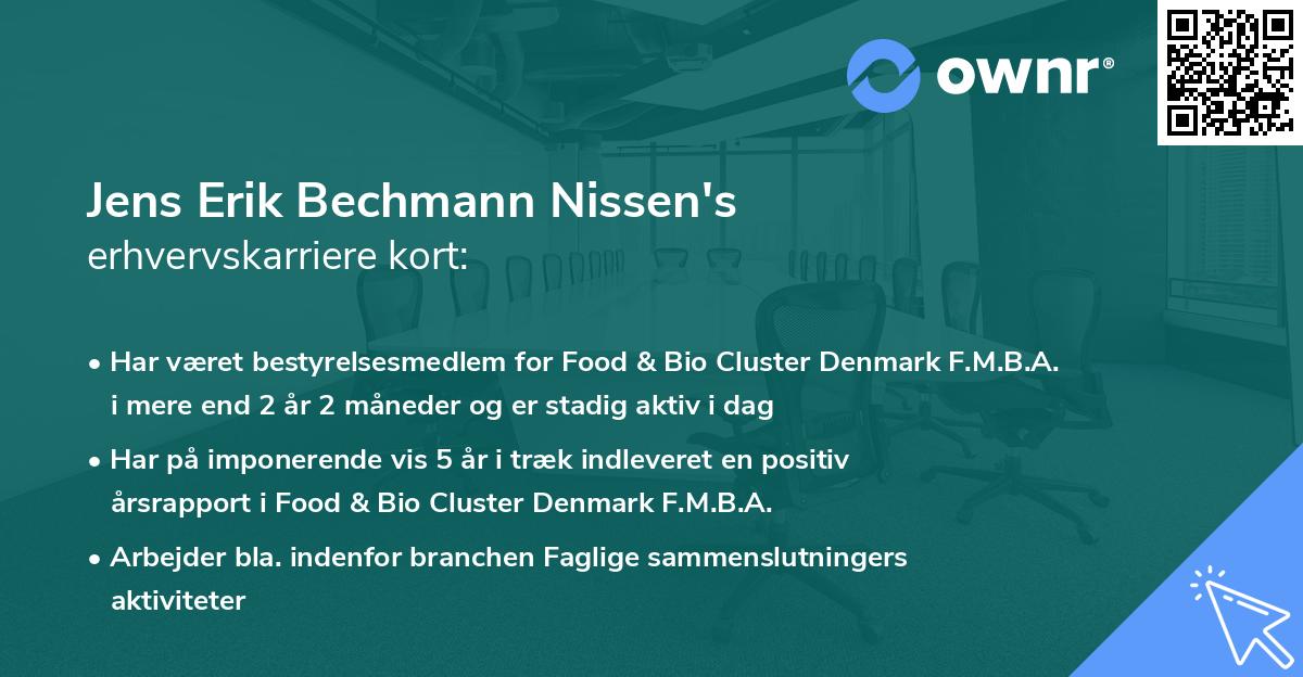 Jens Erik Bechmann Nissen's erhvervskarriere kort