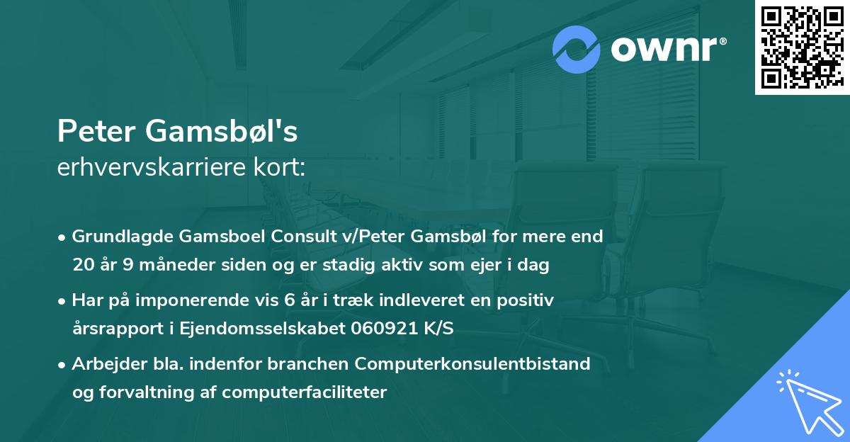 Peter Gamsbøl's erhvervskarriere kort