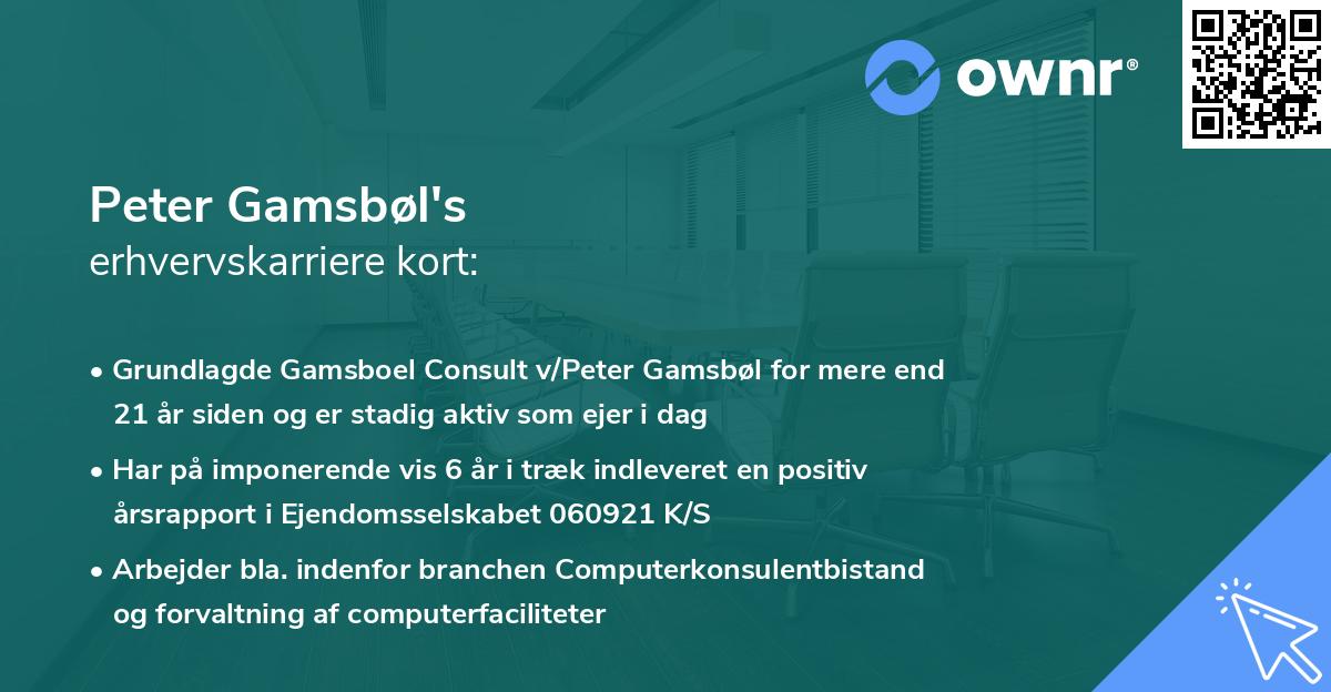 Peter Gamsbøl's erhvervskarriere kort