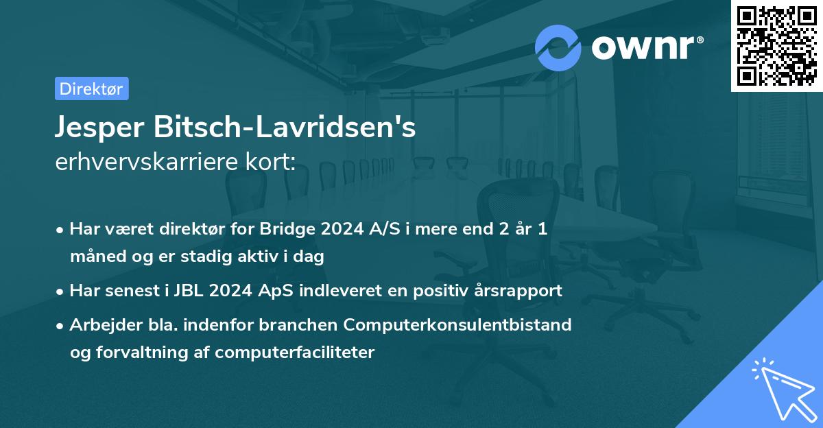 Jesper Bitsch-Lavridsen's erhvervskarriere kort