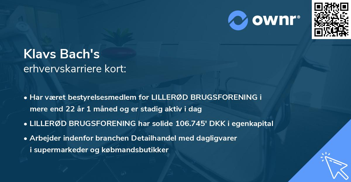 Klavs Bach's erhvervskarriere kort