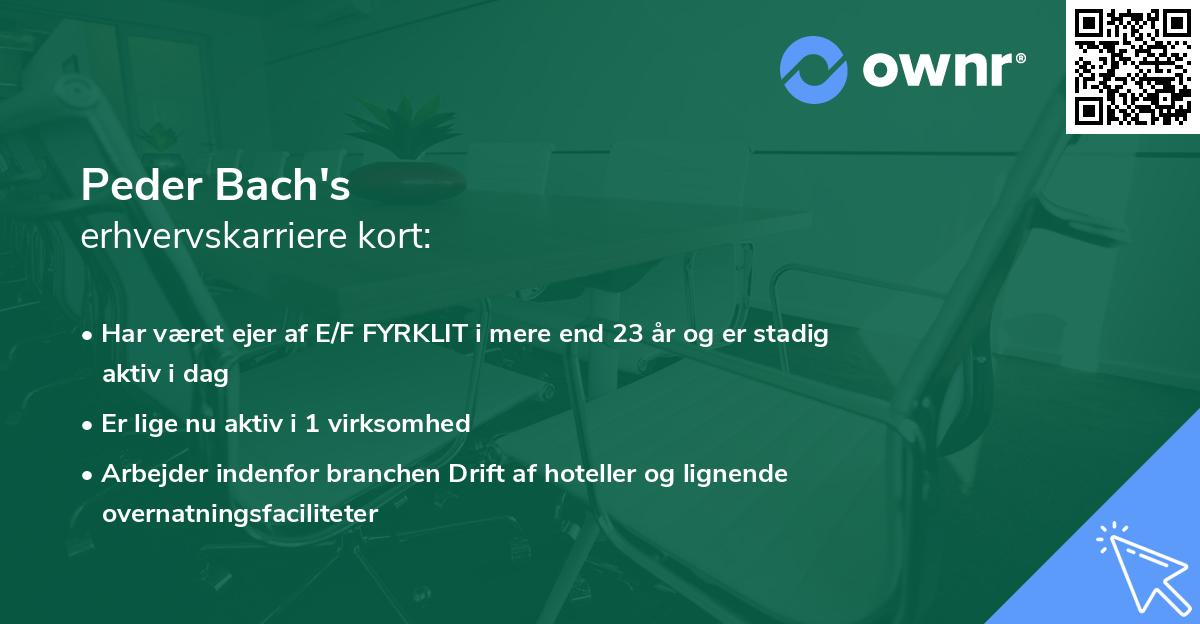 Peder Bach's erhvervskarriere kort
