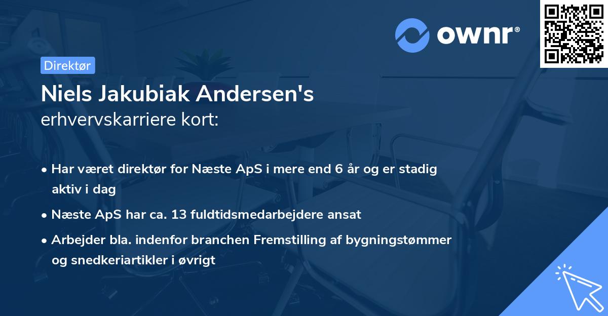 Niels Jakubiak Andersen's erhvervskarriere kort