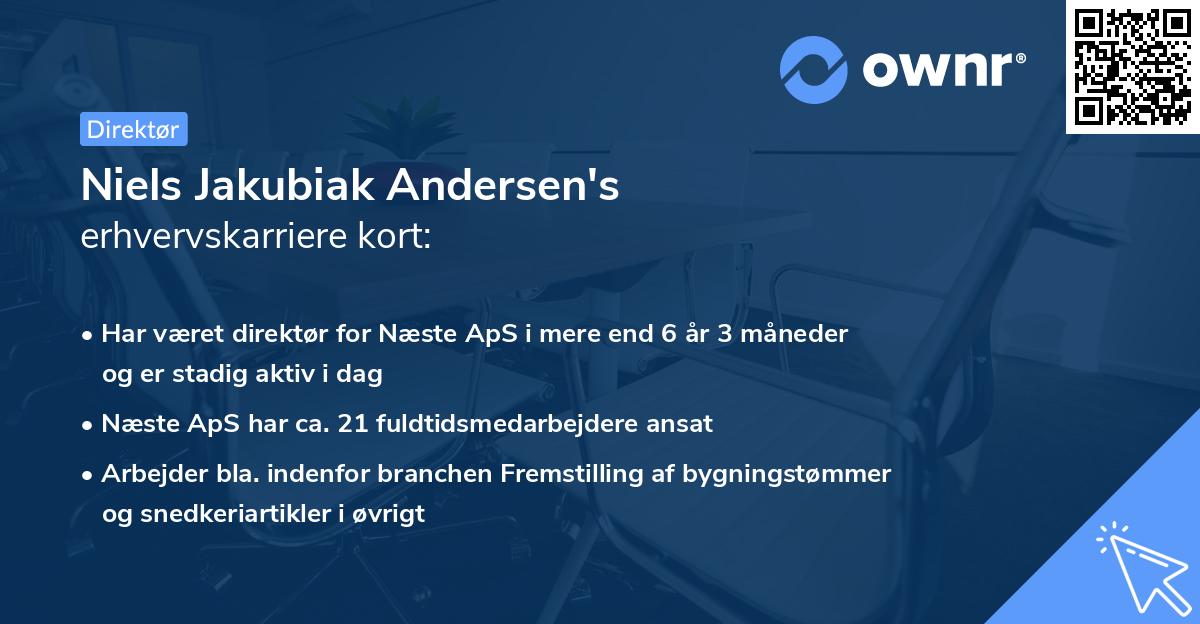 Niels Jakubiak Andersen's erhvervskarriere kort