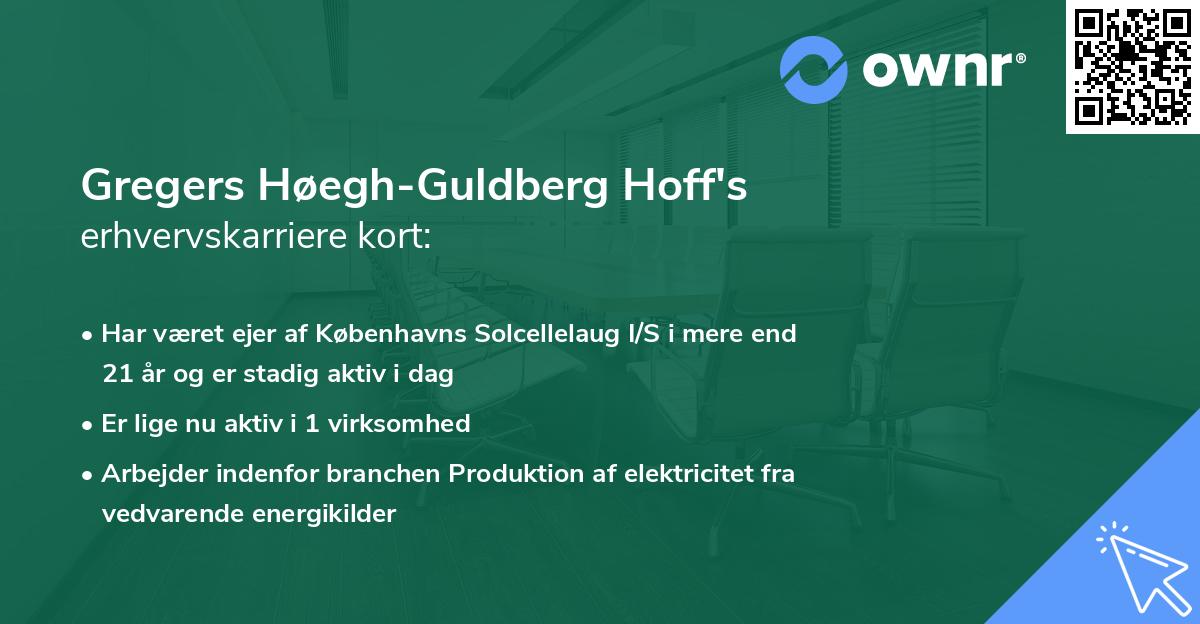 Gregers Høegh-Guldberg Hoff's erhvervskarriere kort