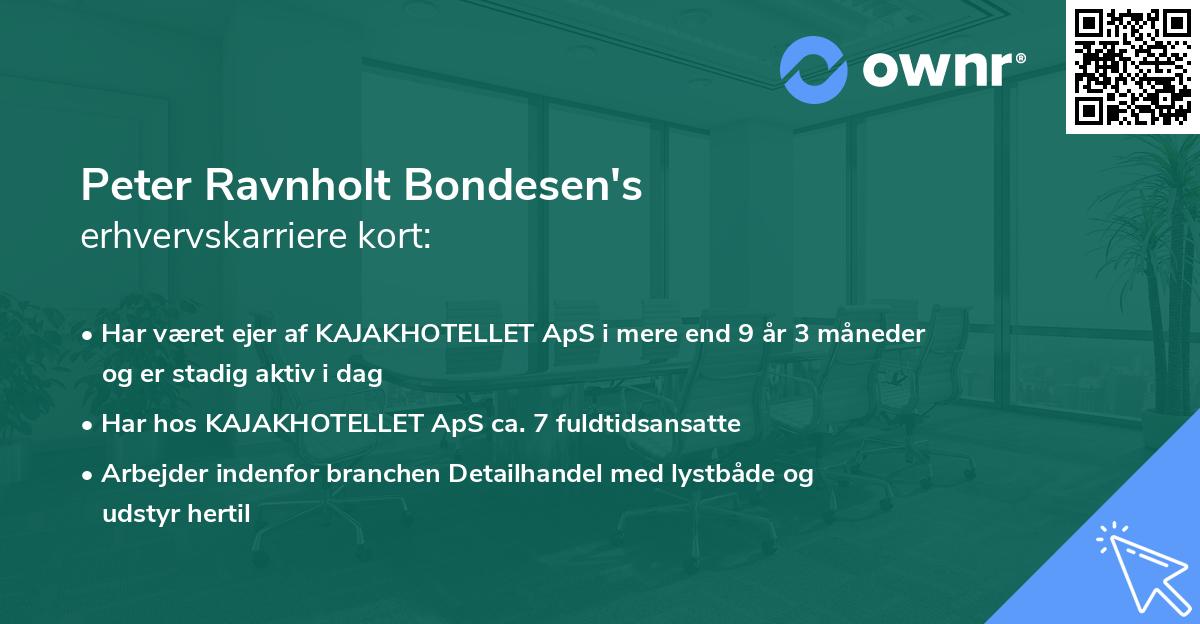 Peter Ravnholt Bondesen's erhvervskarriere kort