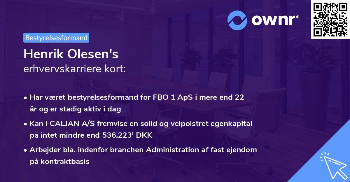 Henrik Olesen's erhvervskarriere kort