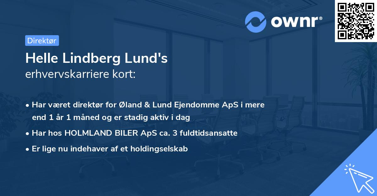 Helle Lindberg Lund's erhvervskarriere kort