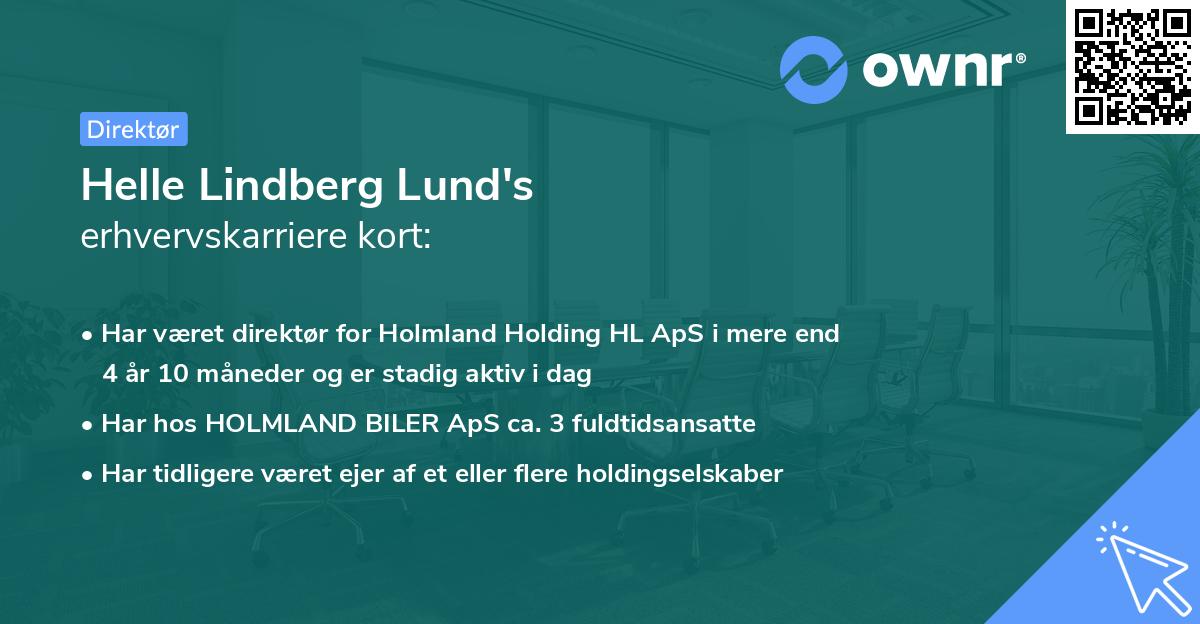 Helle Lindberg Lund's erhvervskarriere kort
