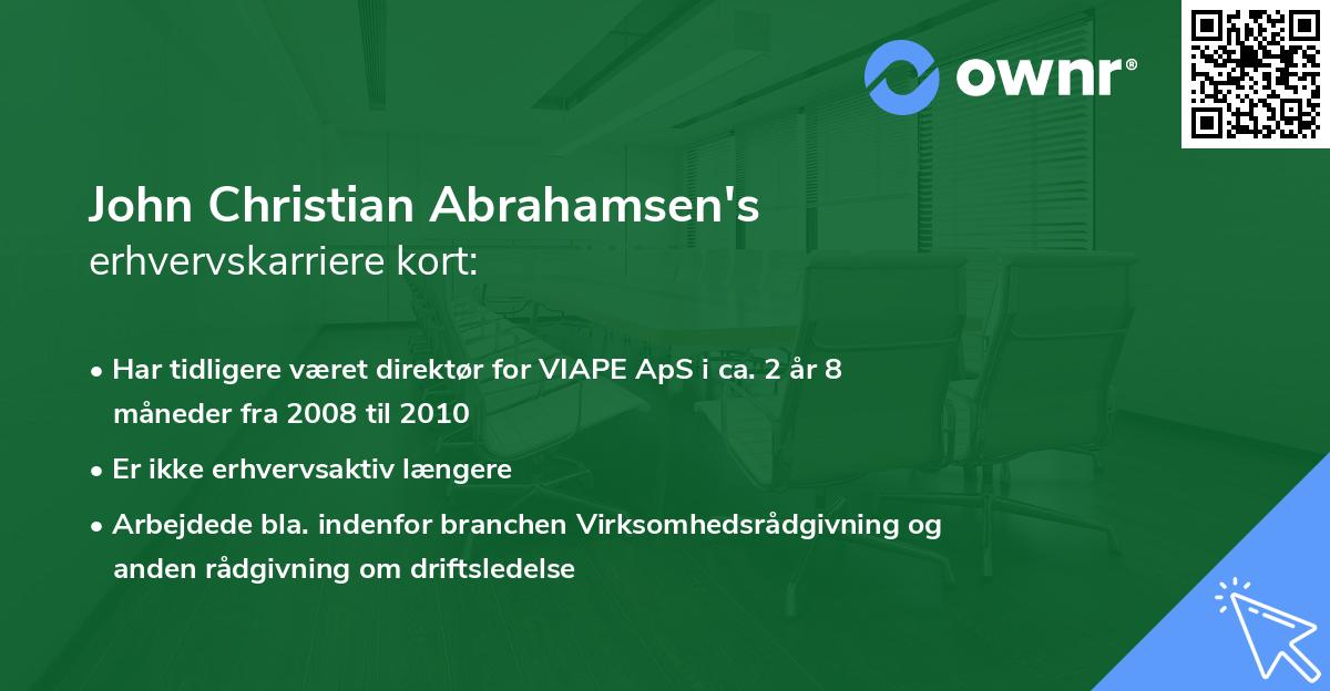 John Christian Abrahamsen's erhvervskarriere kort