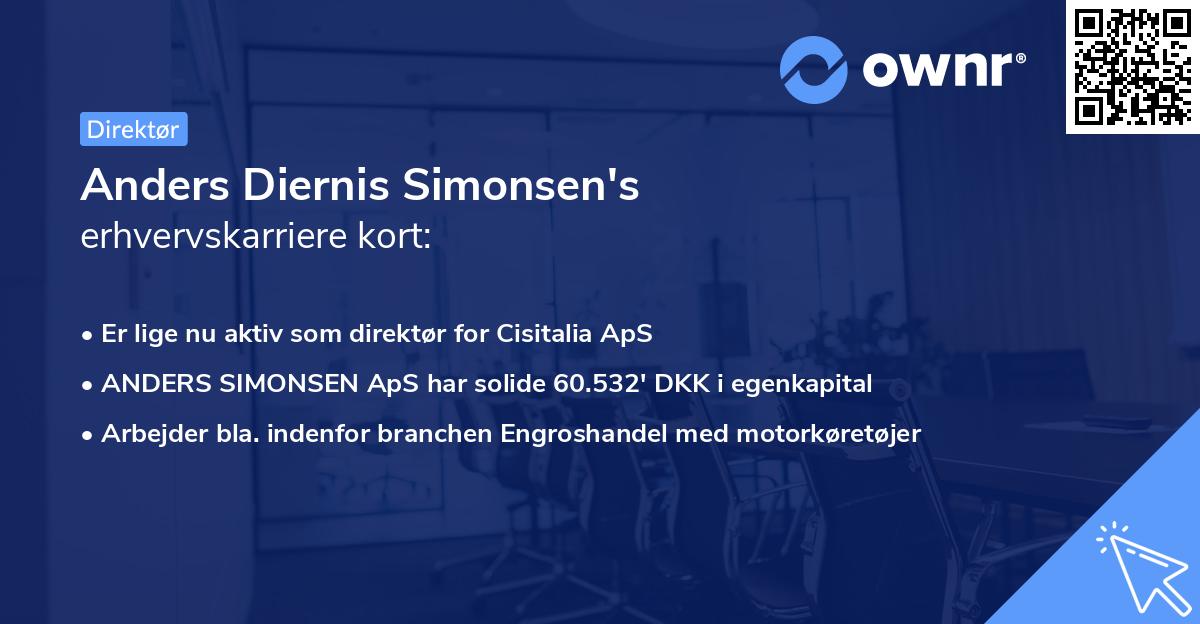 Anders Diernis Simonsen's erhvervskarriere kort