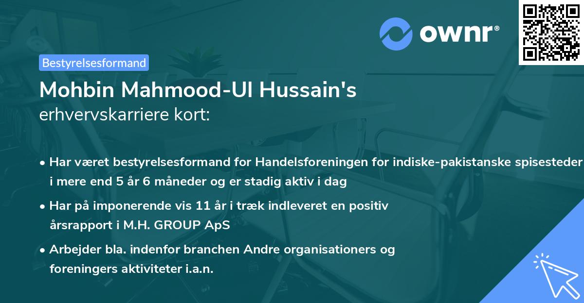 Mohbin Mahmood-Ul Hussain's erhvervskarriere kort