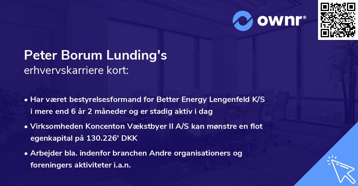 Peter Borum Lunding's erhvervskarriere kort