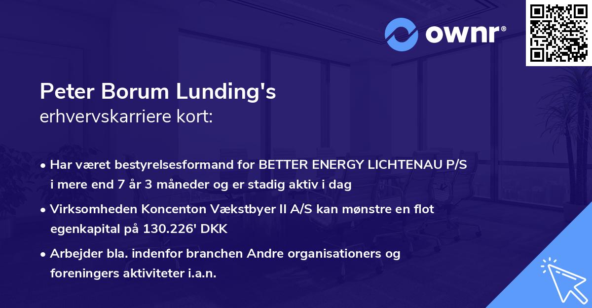 Peter Borum Lunding's erhvervskarriere kort