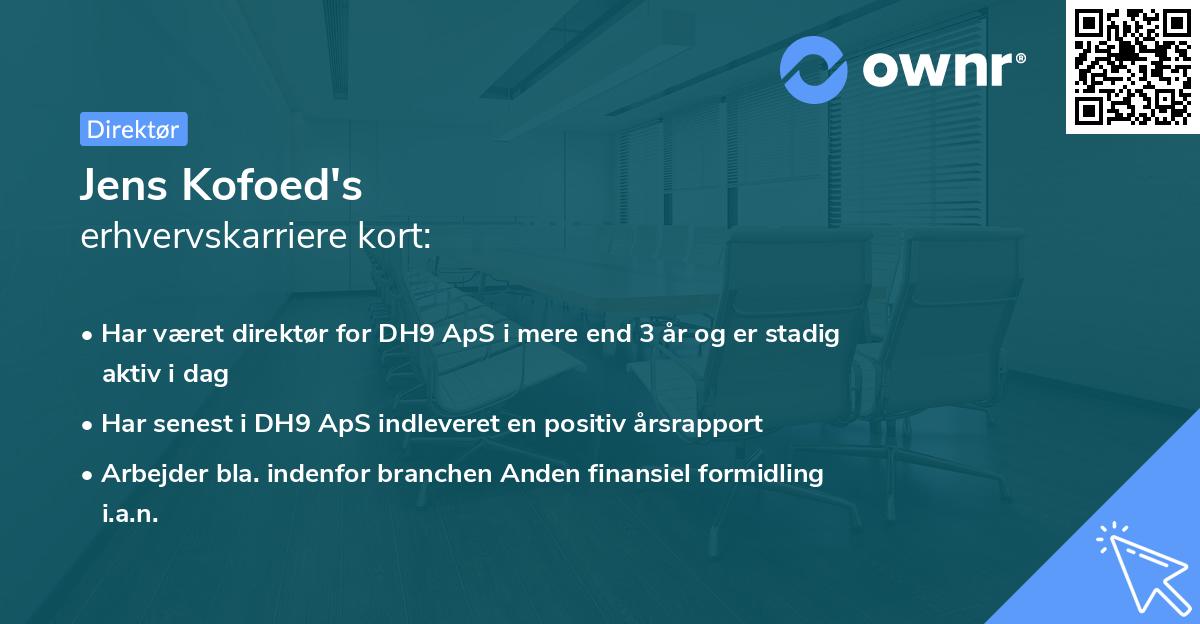 Jens Kofoed's erhvervskarriere kort