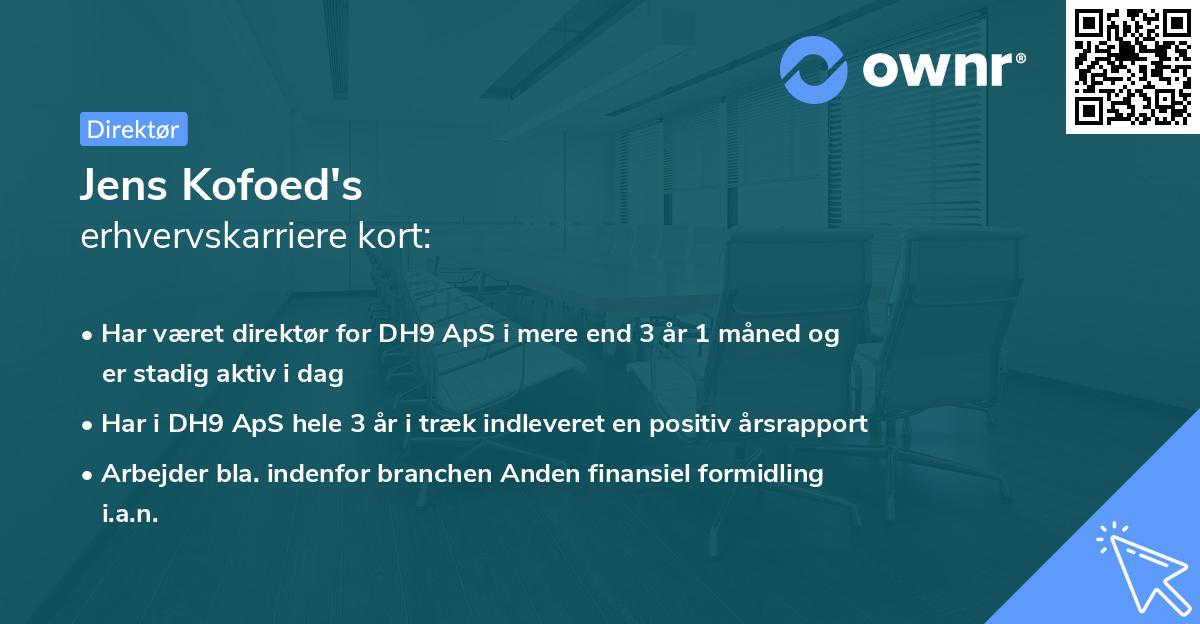 Jens Kofoed's erhvervskarriere kort