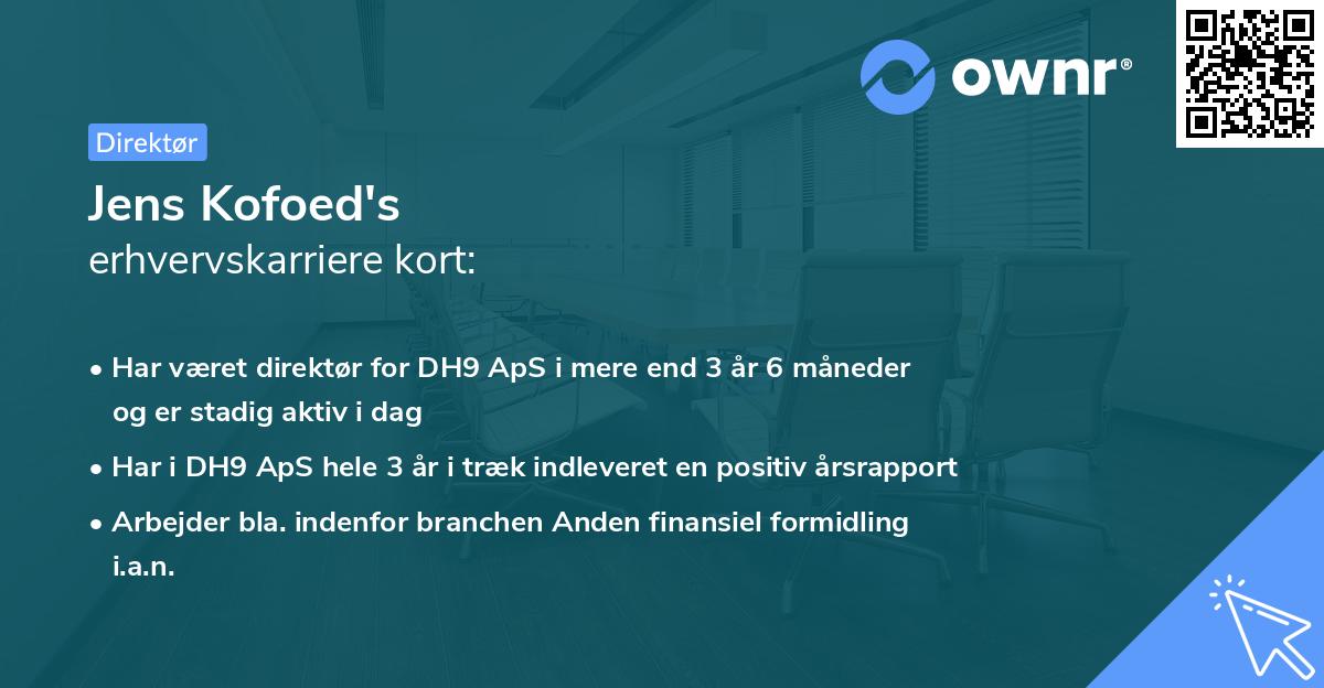 Jens Kofoed's erhvervskarriere kort