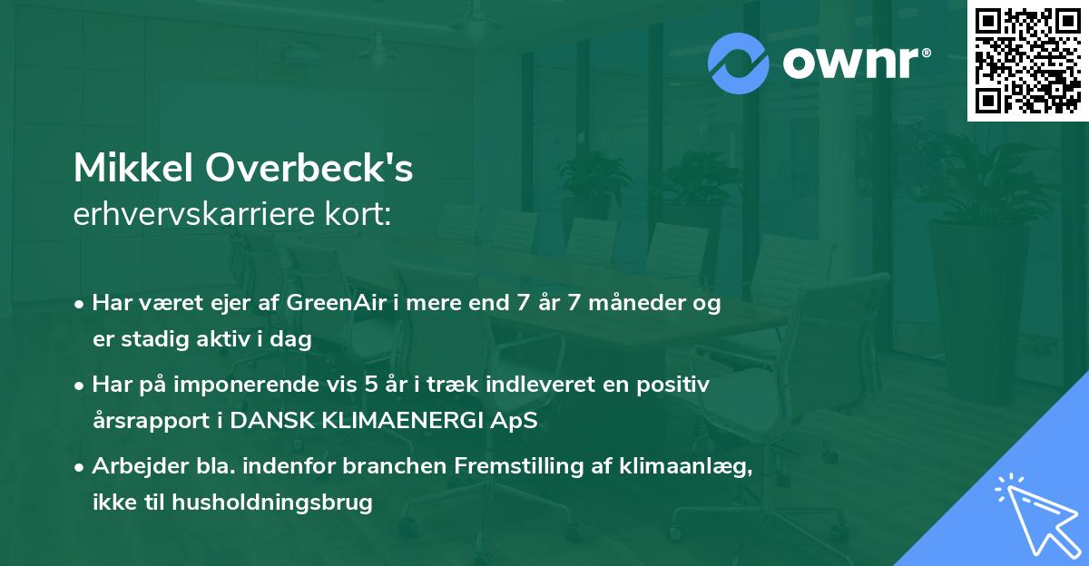 Mikkel Overbeck's erhvervskarriere kort