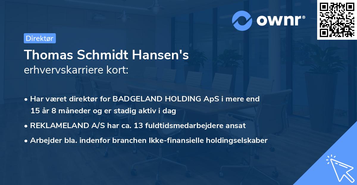 Thomas Schmidt Hansen's erhvervskarriere kort