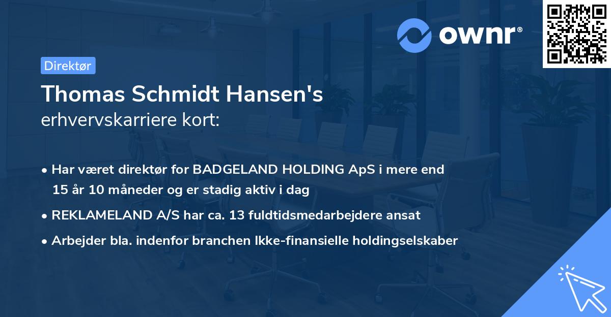 Thomas Schmidt Hansen's erhvervskarriere kort