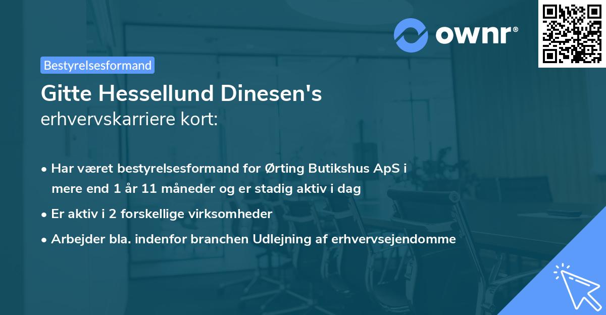 Gitte Hessellund Dinesen's erhvervskarriere kort